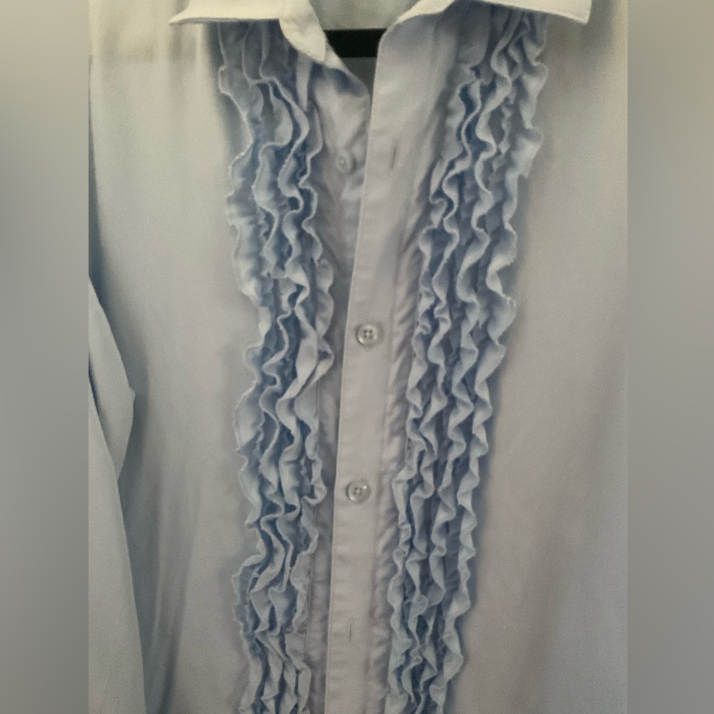INC International Concepts Blue Dress Shirt with Lace Detail